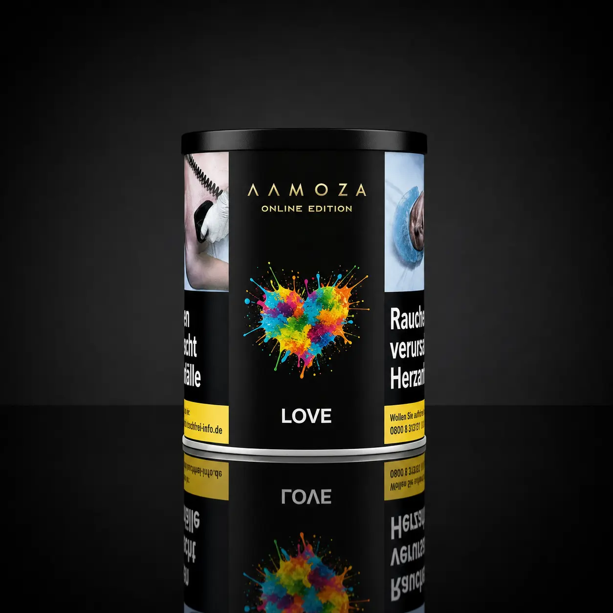 dose mit der Aufschrift AAMOZA Love